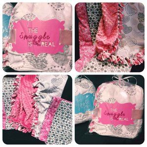 Pink Hearts Baby Blanket Gift Set